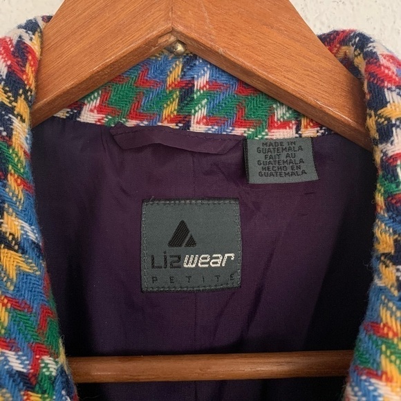 Wool houndstooth holiday structured blazer petite - Picture 7 of 13